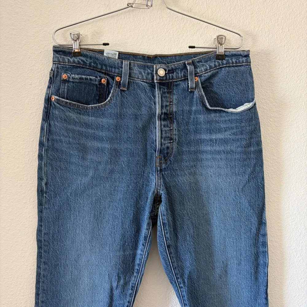 Levi's 501 Org Fit Jeans Mens Medium Blue Straight Leg Button Fly Denim W32 L29 - Picture 3 of 9